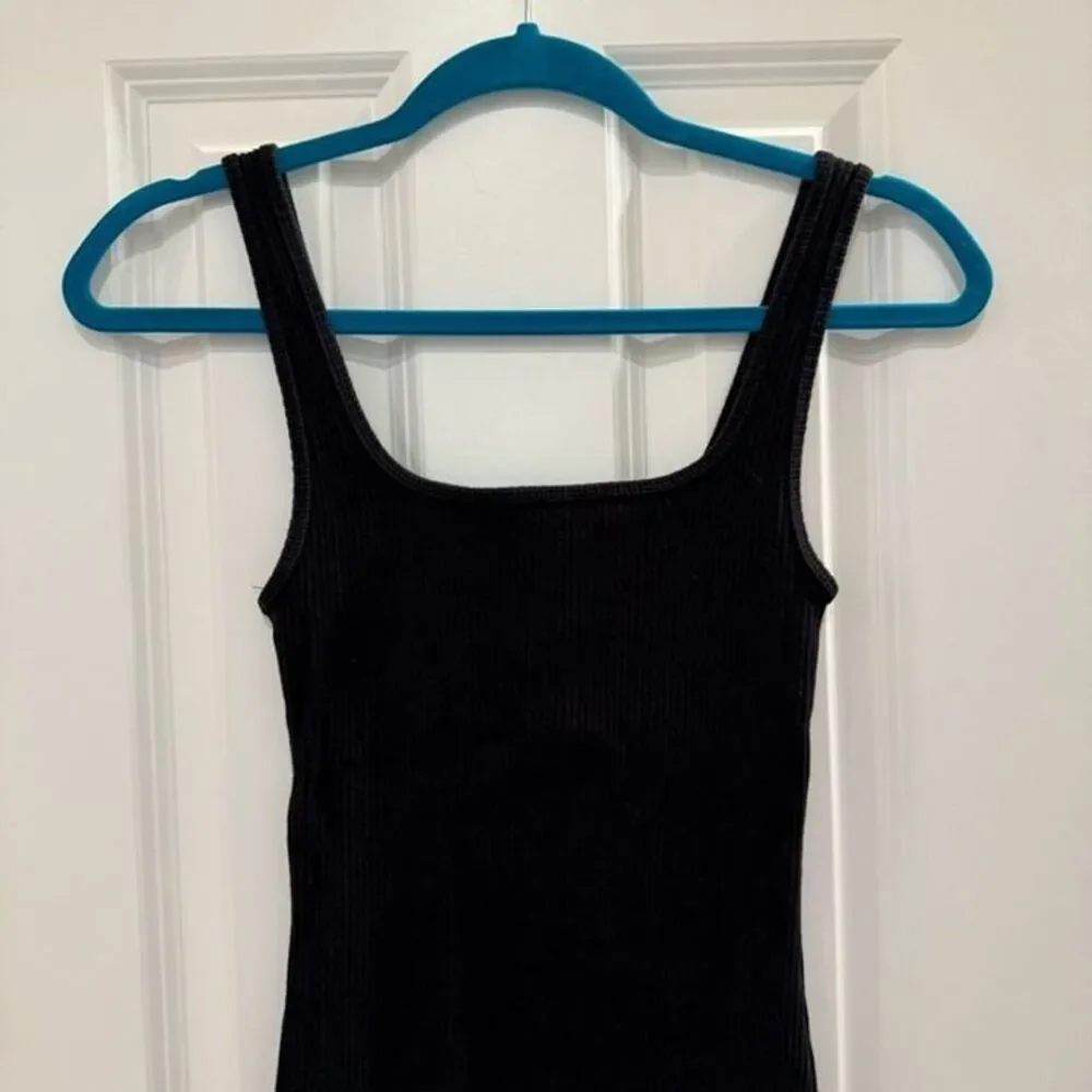 Wilfred Free Aritzia Square Neck Ribbed Mini Dress Black size XS Going Out - Picture 3 of 12